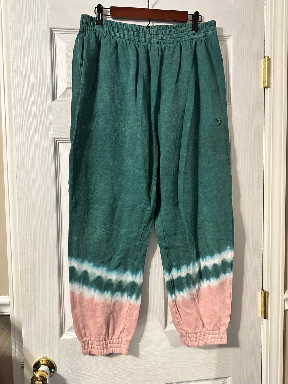 PINK Victoria's Secret Teal, White & Pink Tie-Dye Joggers